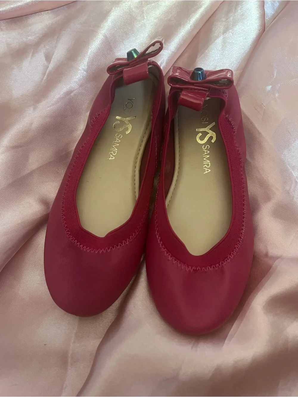 Yosi Samra Hot Pink Ballet Flats with Ankle Bow